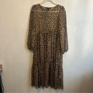 Tan and black cheetah print sheer maxi dress by Forever 21 size medium